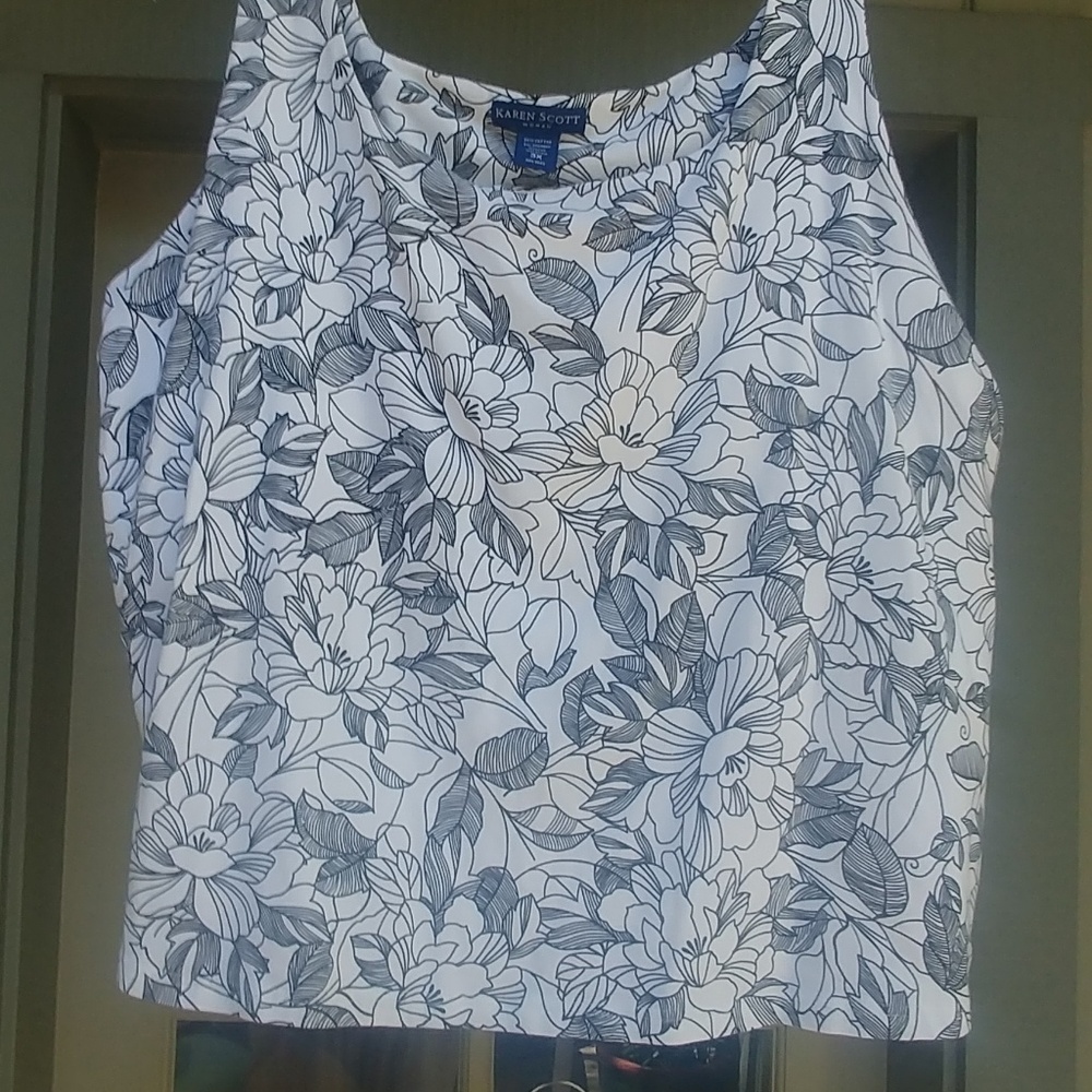 New white with black print tank